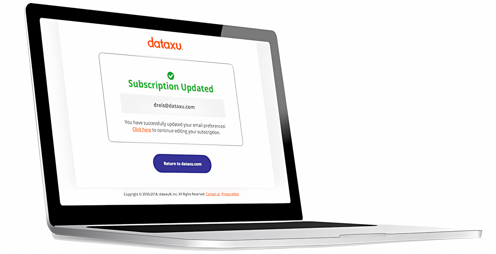 laptop showing subscription updated