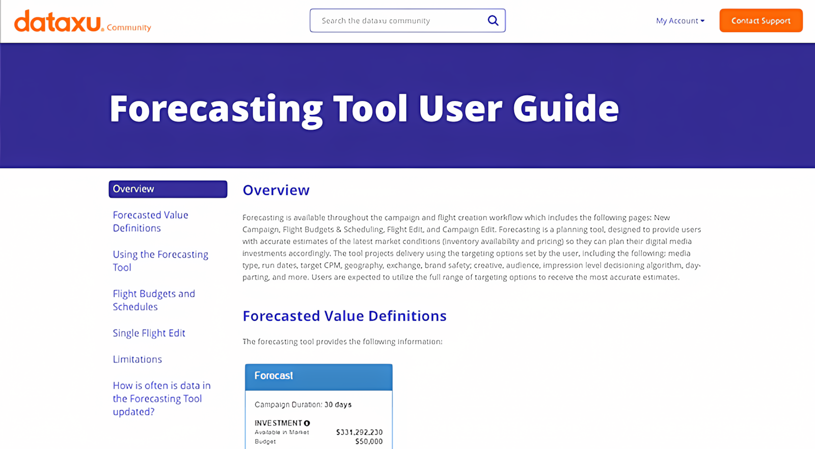 community forecasting tool user guide