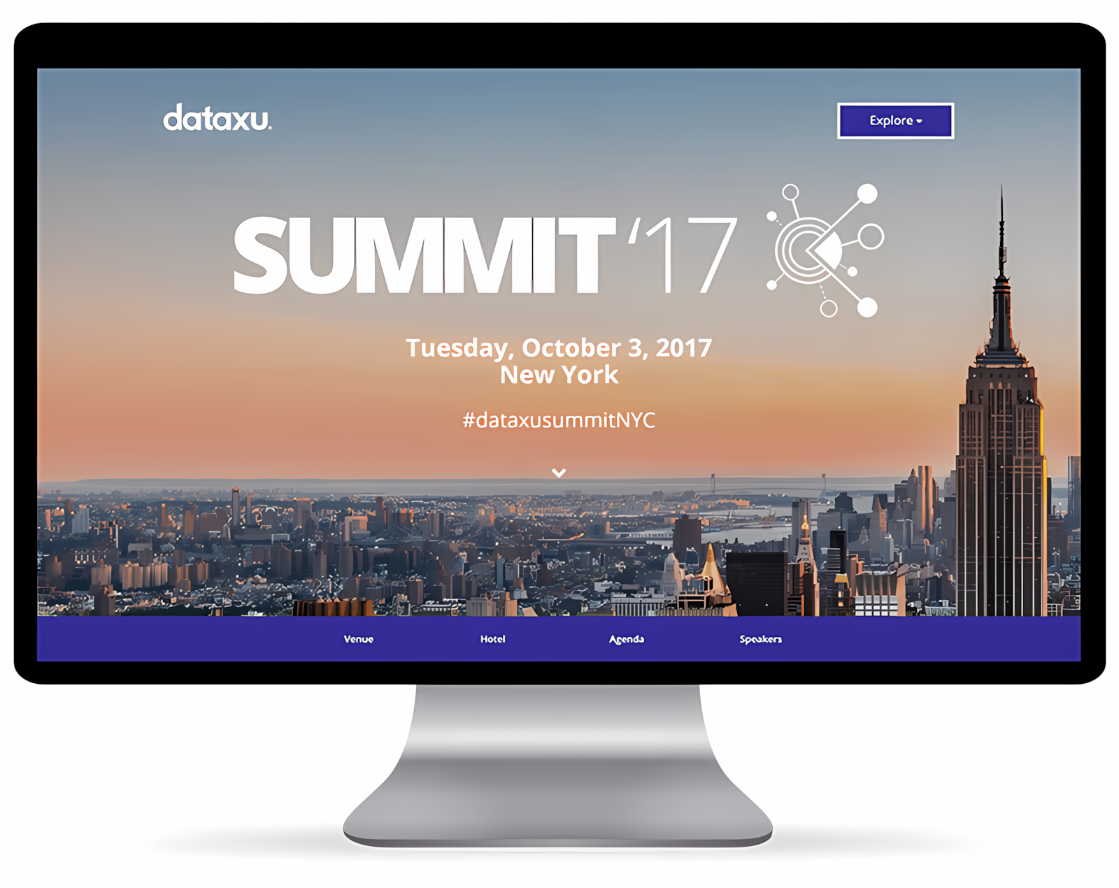 dataxu Summit New York City microsite homepage featuring Empire State Building skyline