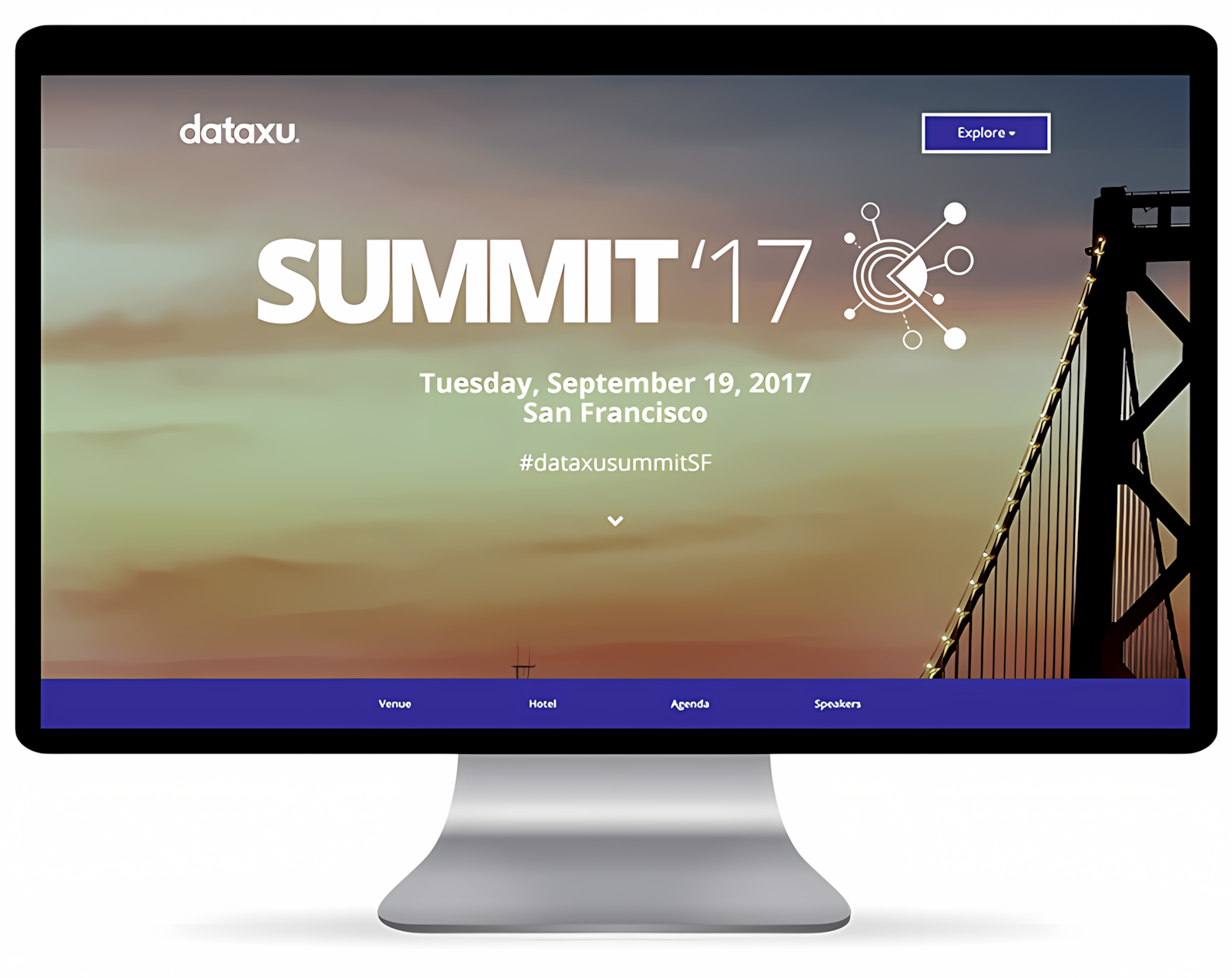 dataxu Summit San Francisco microsite homepage with Golden Gate Bridge hero image