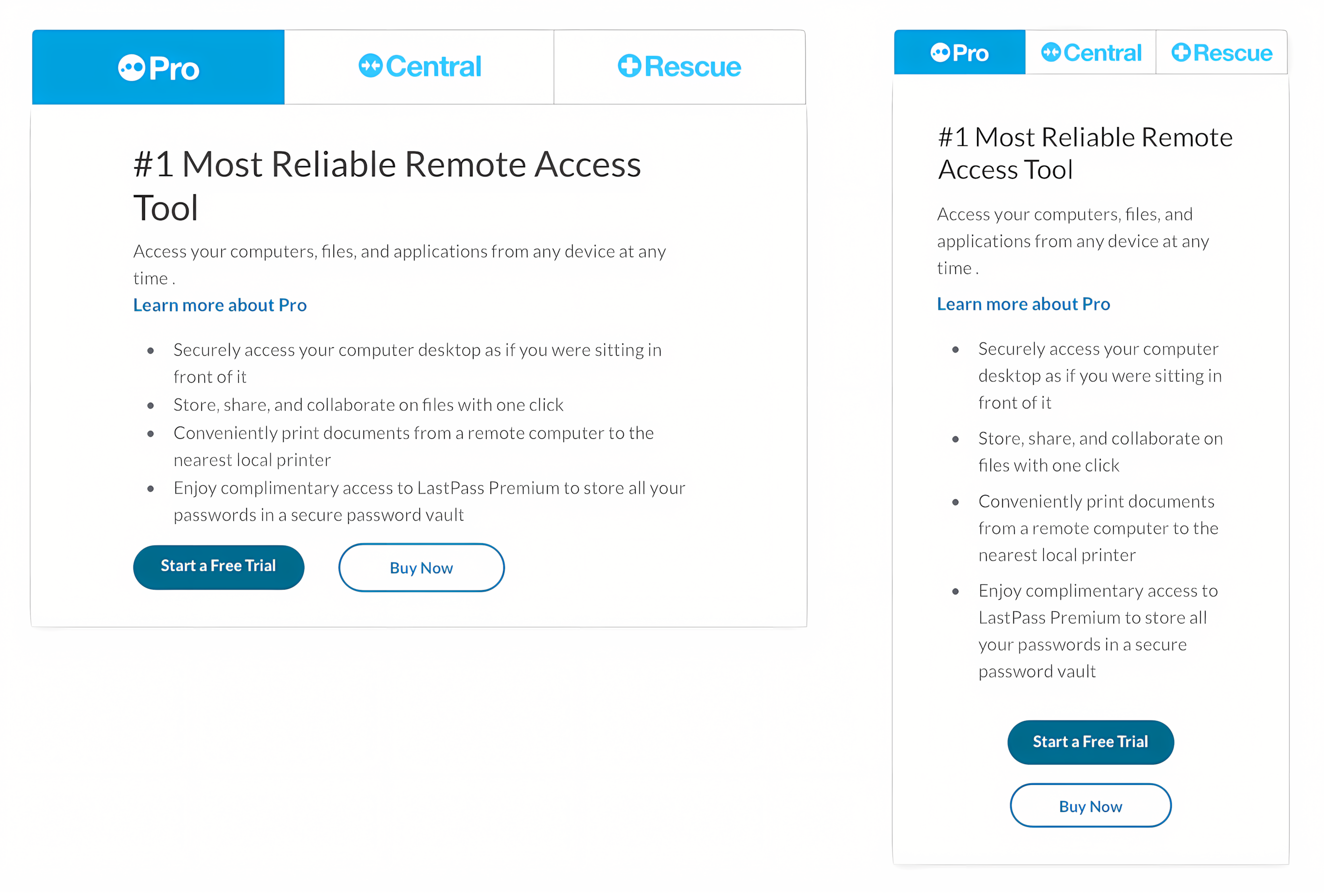 logmein product tabs tablet and mobile