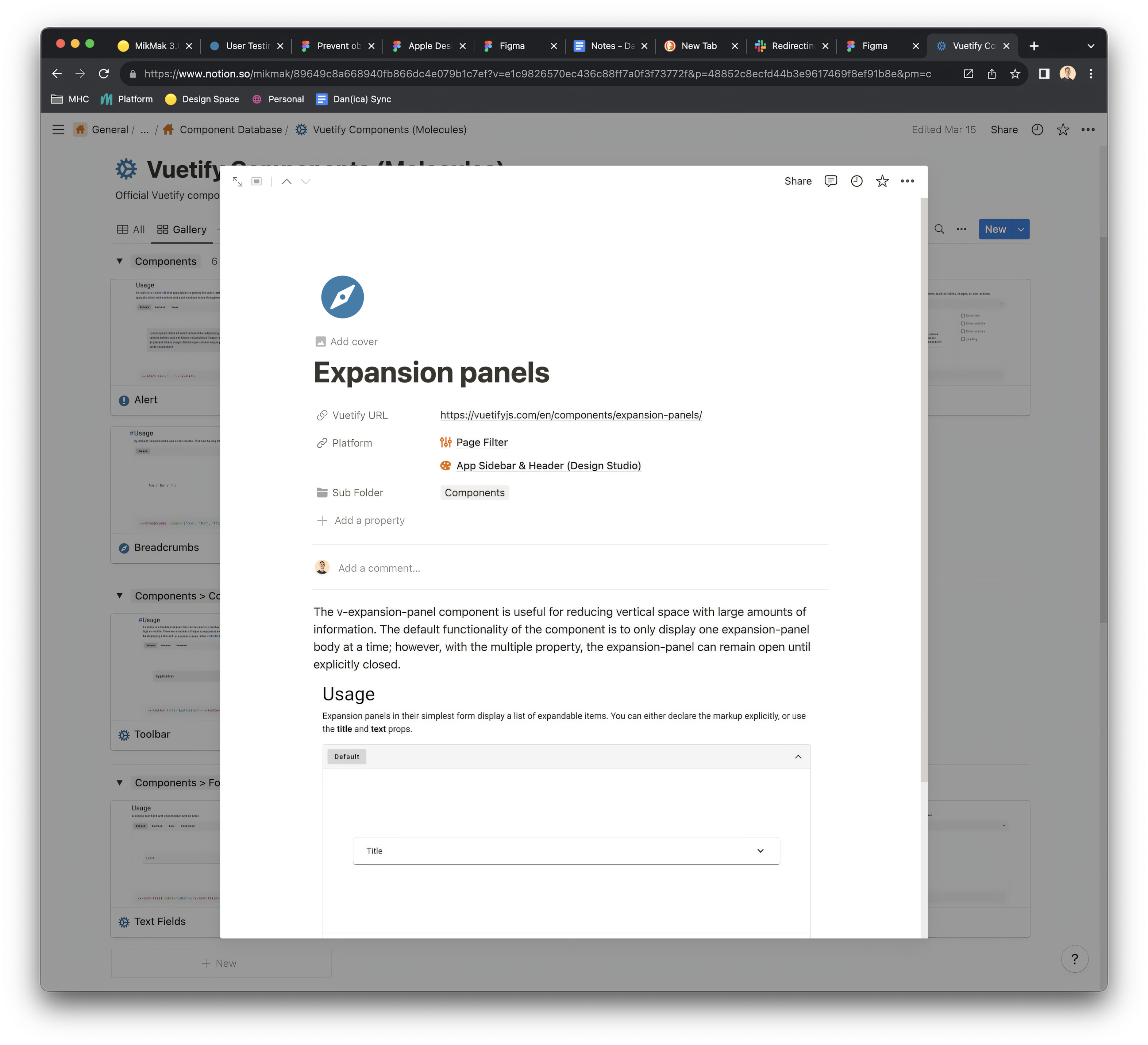 Example of Vuetify expansion panel implementation with custom styling