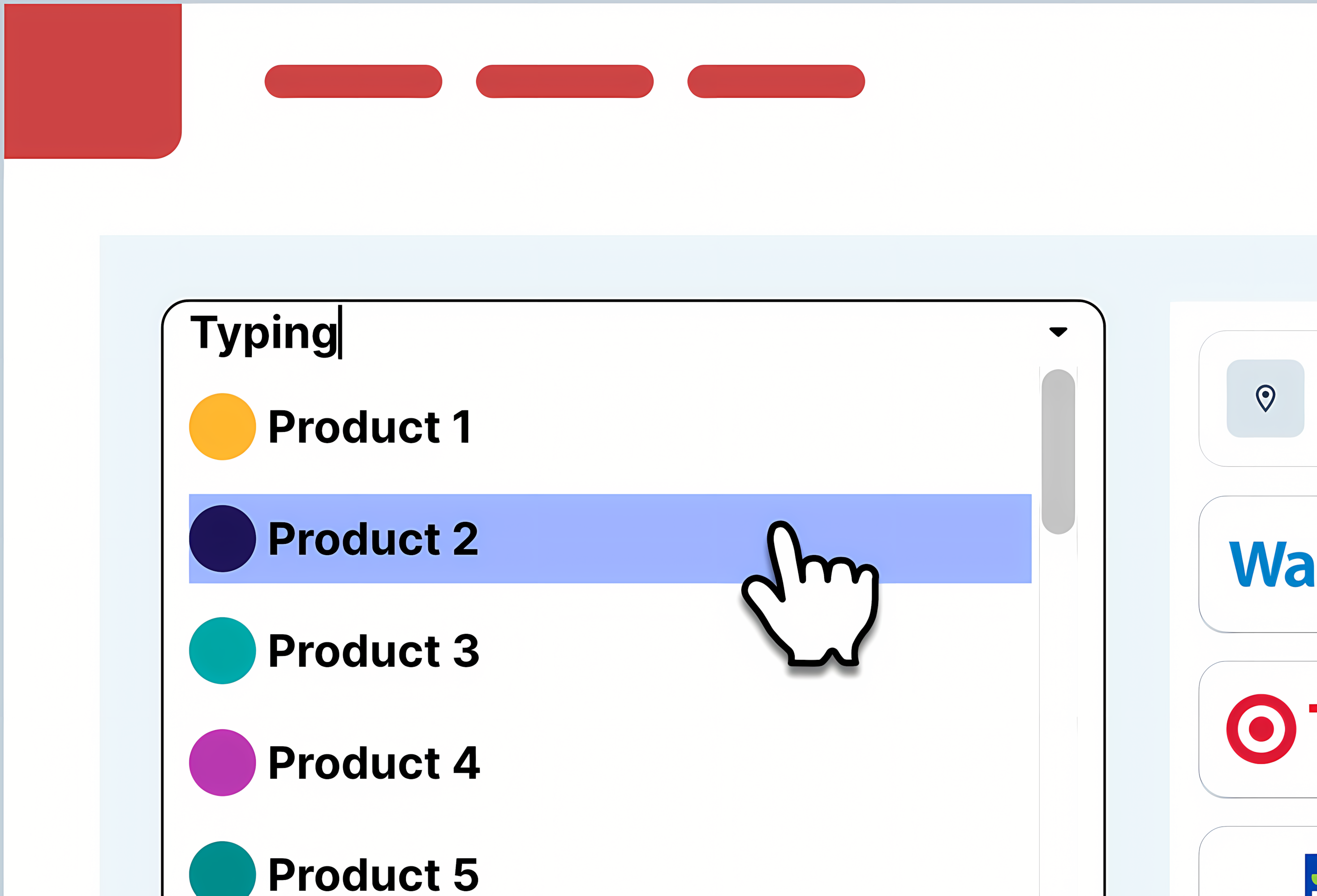 Dropdown search results with images