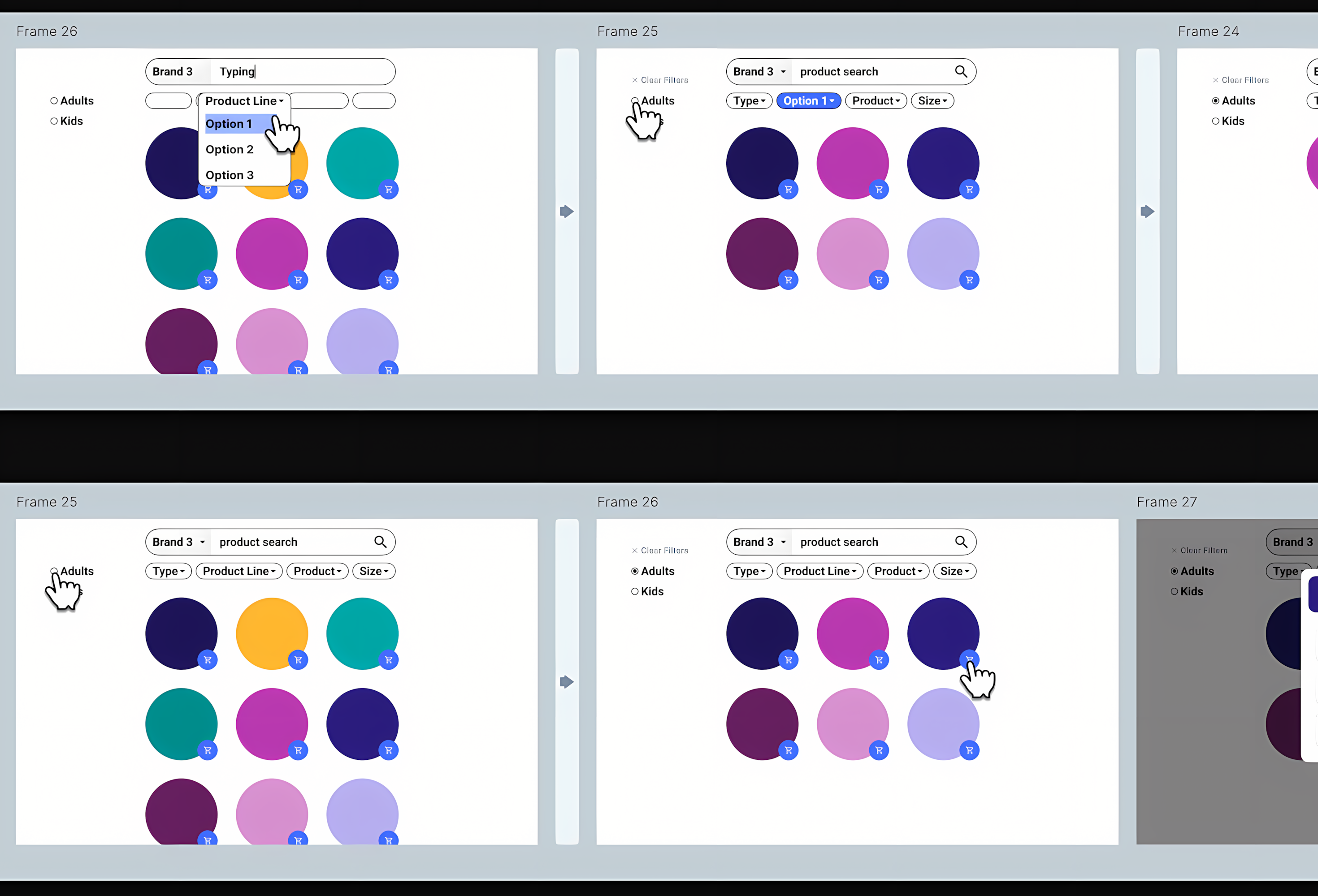 Diagram showing different search flows and interactions