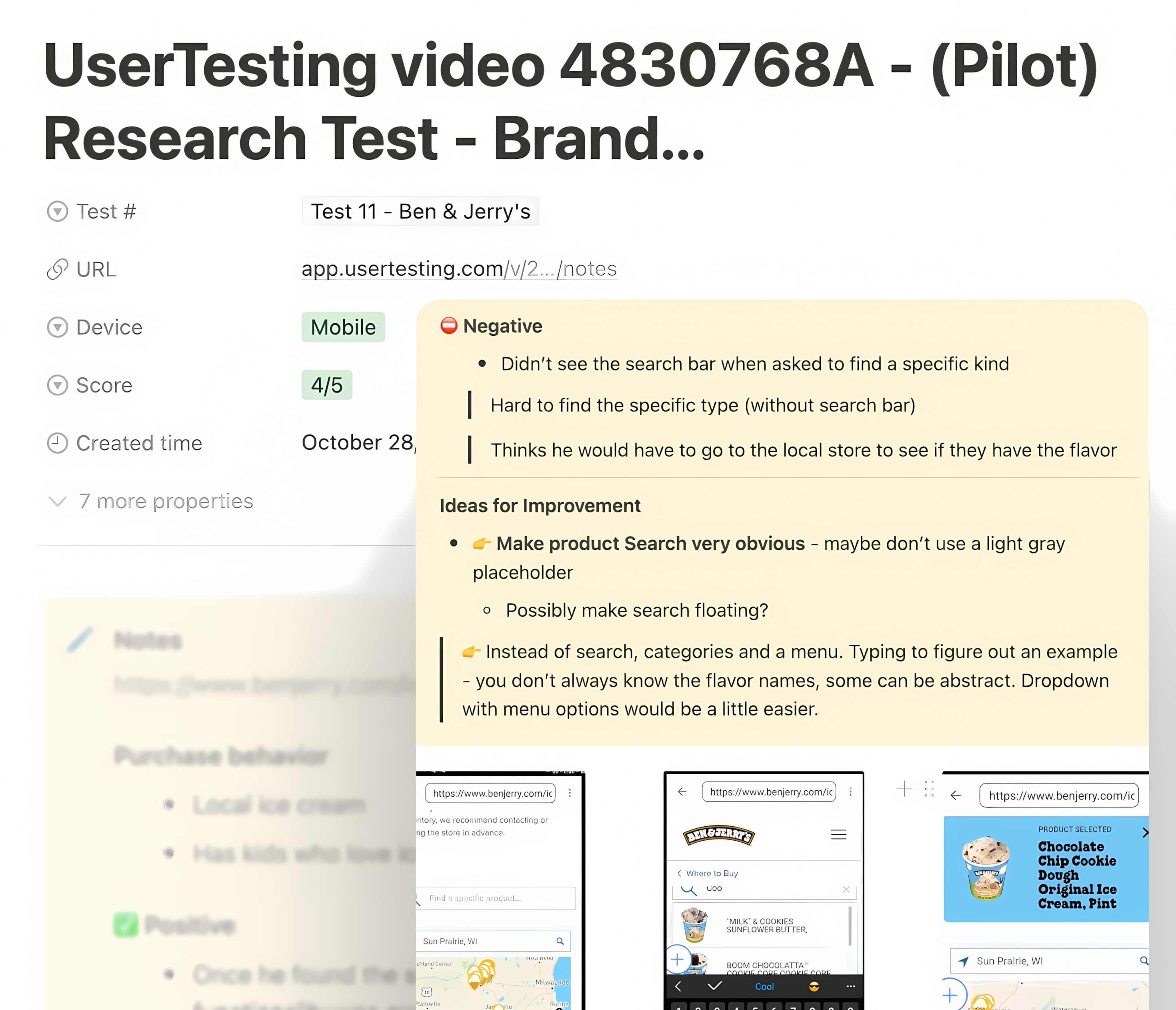 Screenshot of research on similar 'where to buy' features