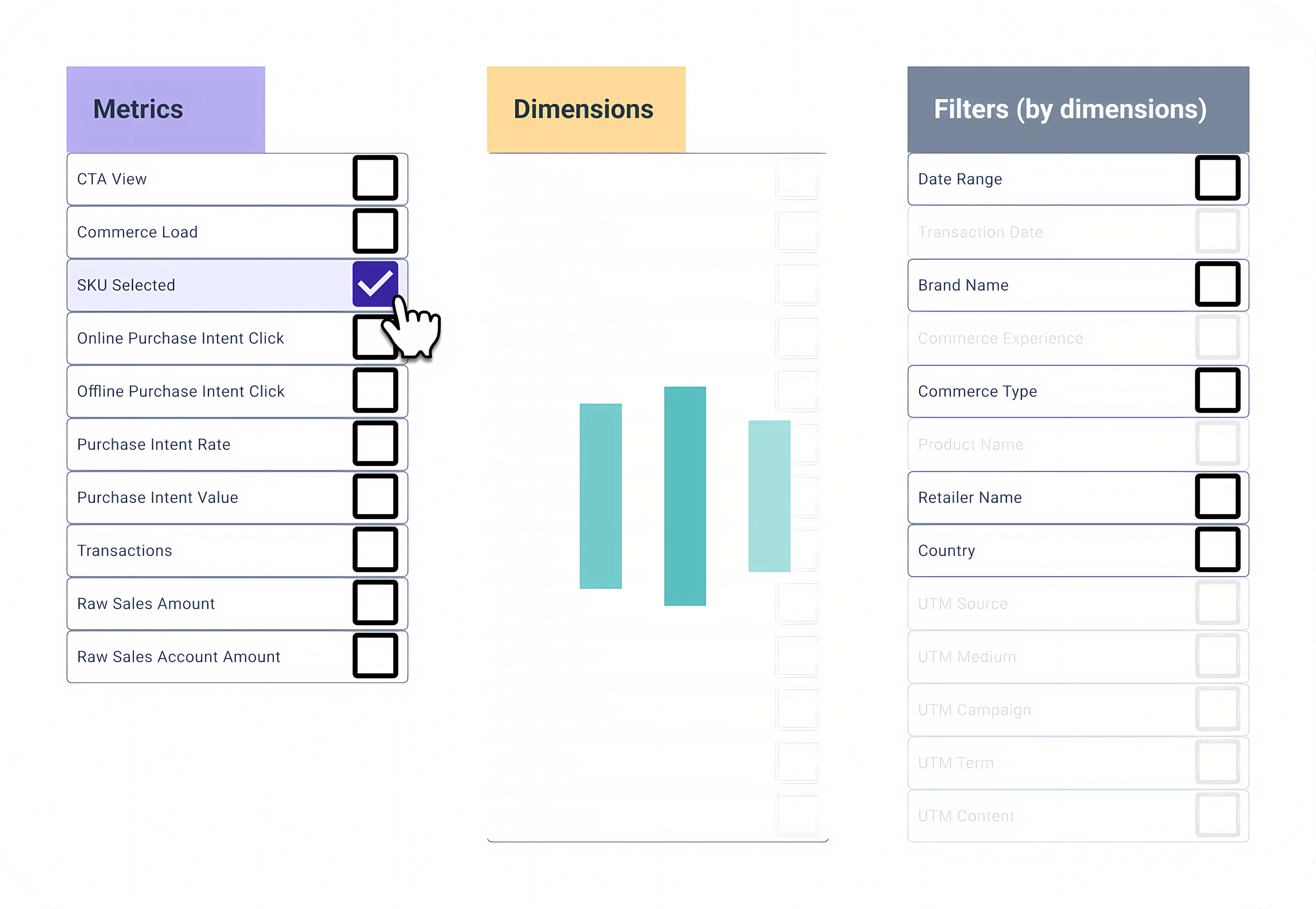 Available dimensions loading, system feedback shown