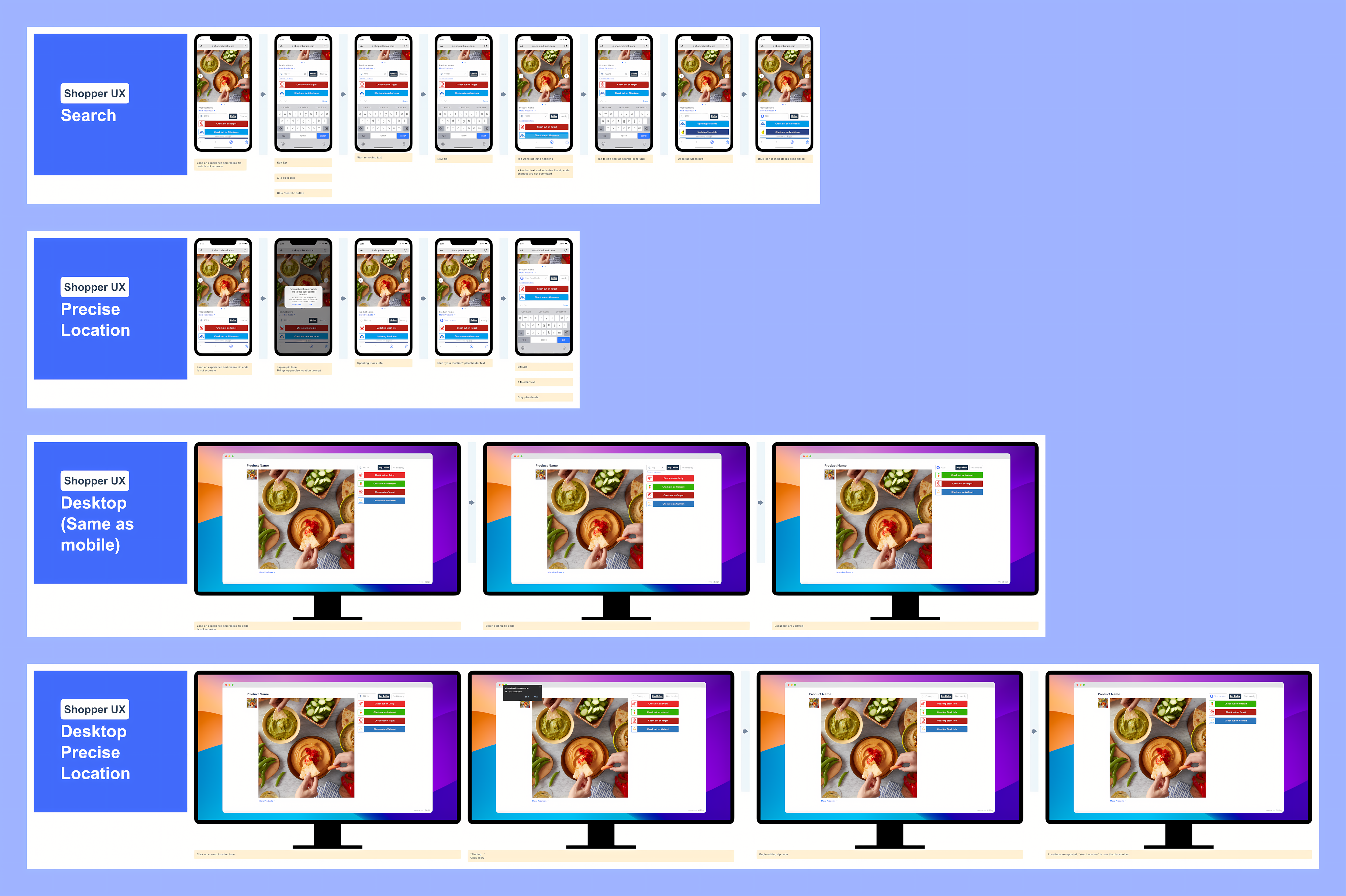 User flow diagram showing enhanced search functionality